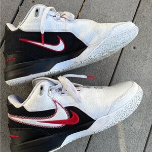 Nike White and Black Shoes with Red Highlights